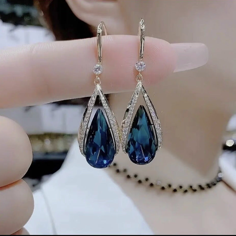Blue water drop earrings