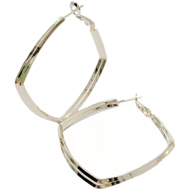 S925 silver needle square geometric earrings