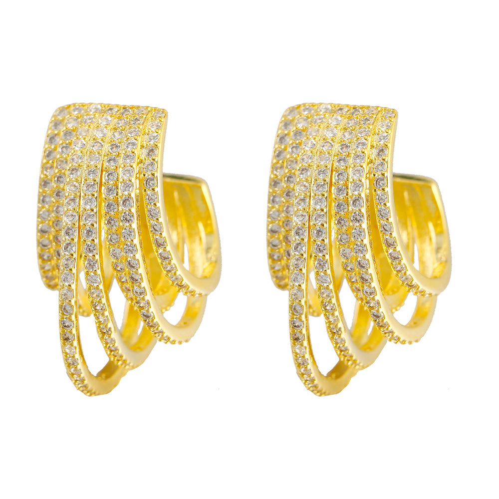 Skeleton black colored zircon earrings