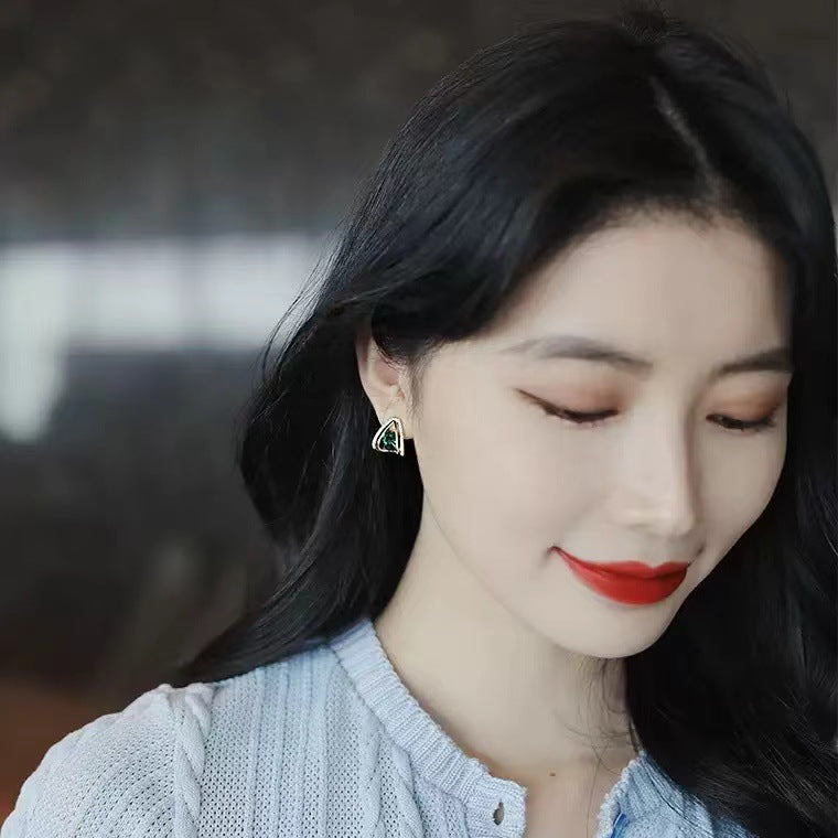 Korean Emerald S925 Silver Needle Fashion Earrings