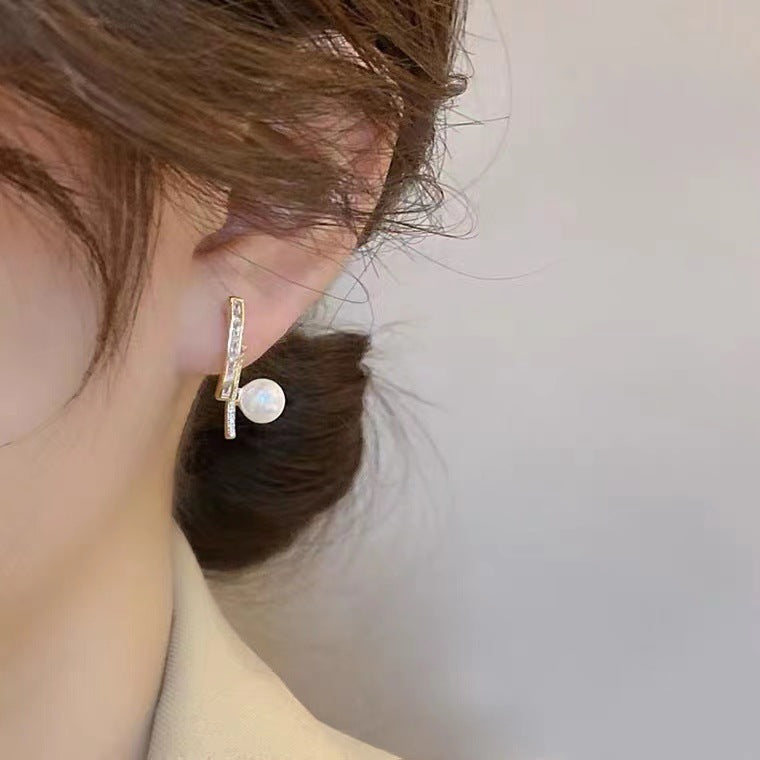 S925 silver needle pearl earrings