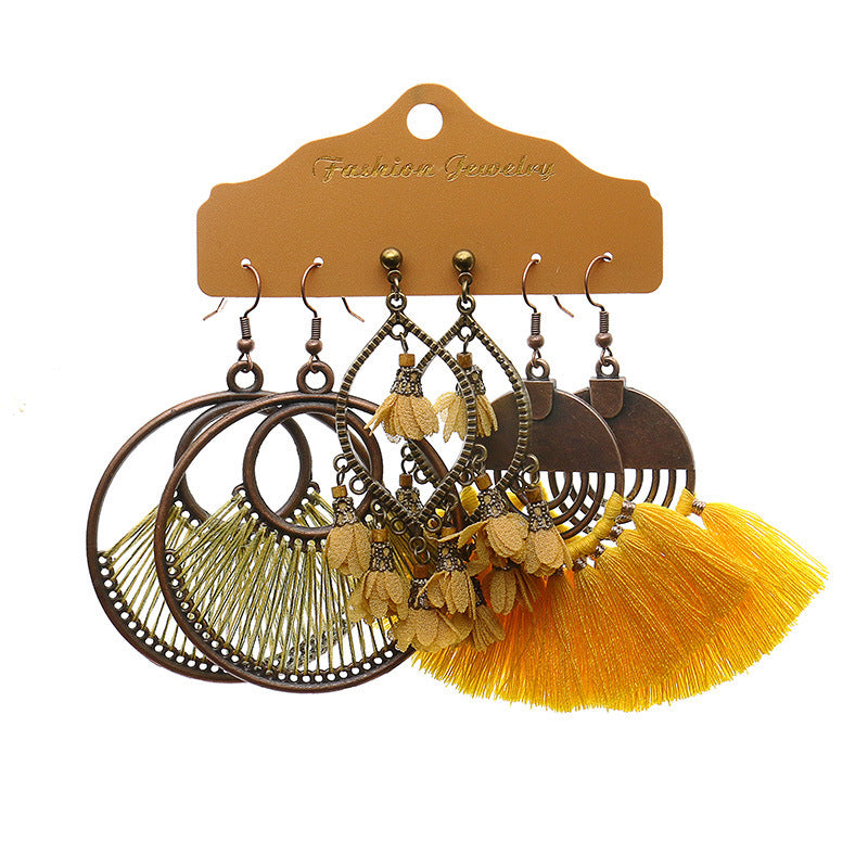 Flower circle Bohemian fashion earrings