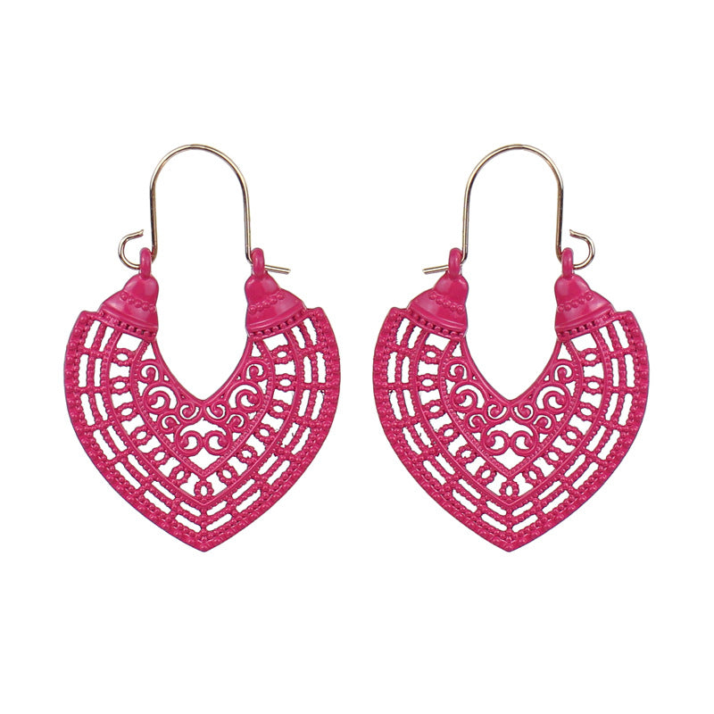 Fashion heart-shaped color hollow earrings