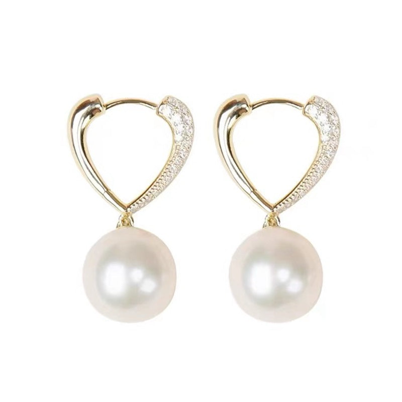 Pearl love earrings