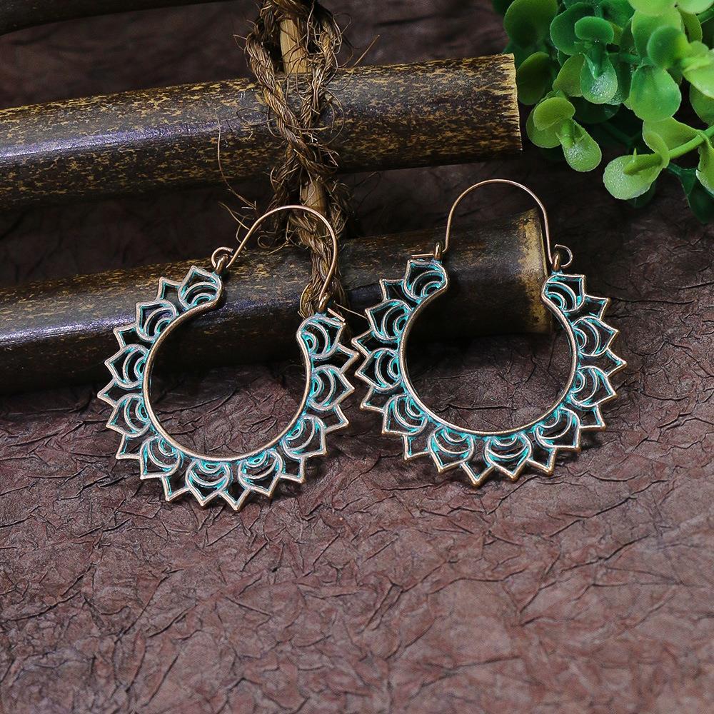 National retro tassel geometric alloy earrings