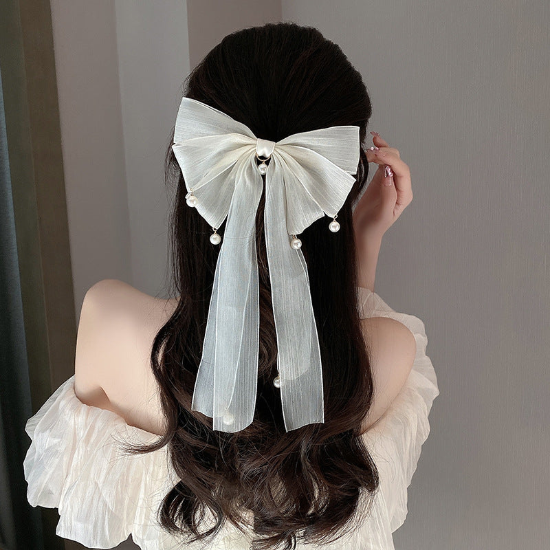 Floating ribbon bow Hair Clips