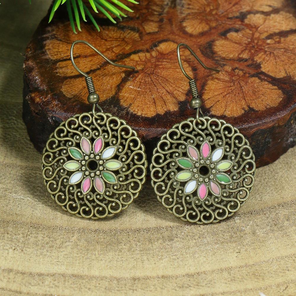 Ethnic fringed shell long earrings