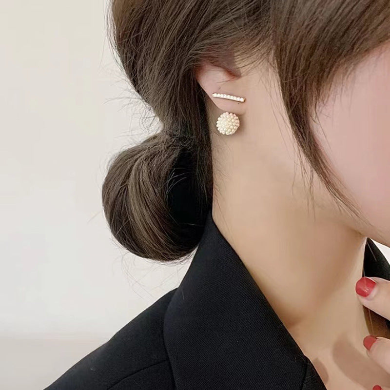 Round pearl-set earrings