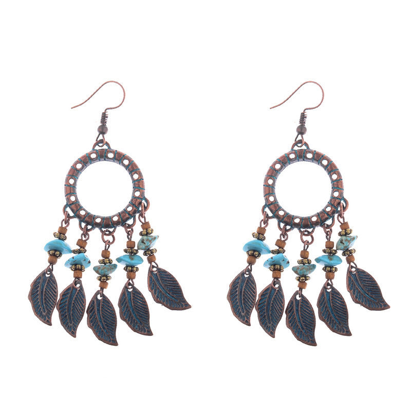 Fashion flower creative metal tassel earrings