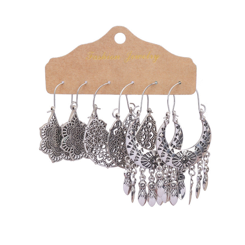 Tassel flowers large circle vintage earrings