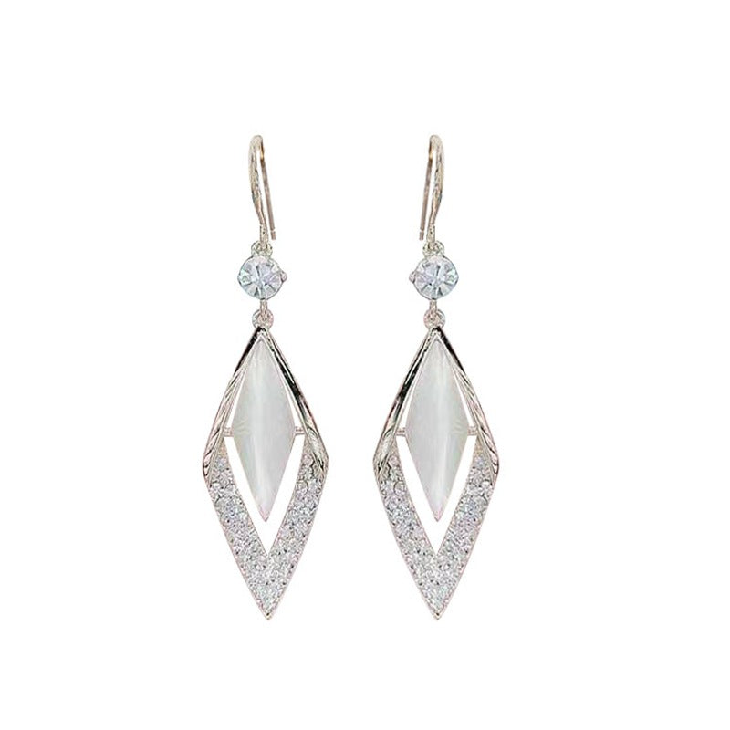 Geometric long diamond earrings