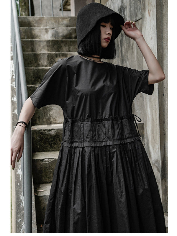 Original Goth Ruffled Hemline Midi Dress