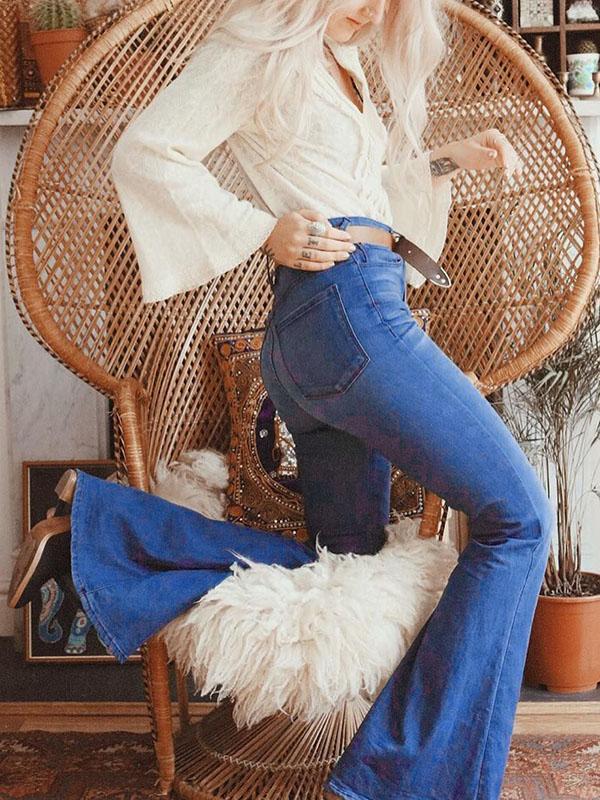 Retro Slim Fit Jean Bell-bottom Pants