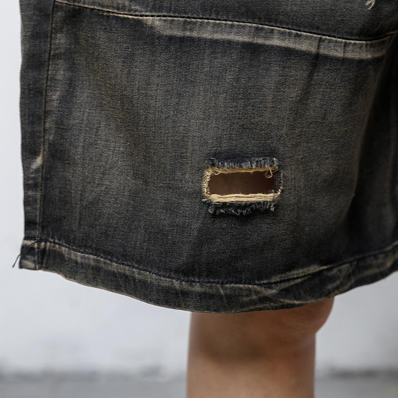 Patchwork Hole Embroidery Frayed Casual Jeans