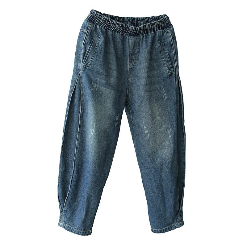 Personality Side Line Frayed Casual Jeans