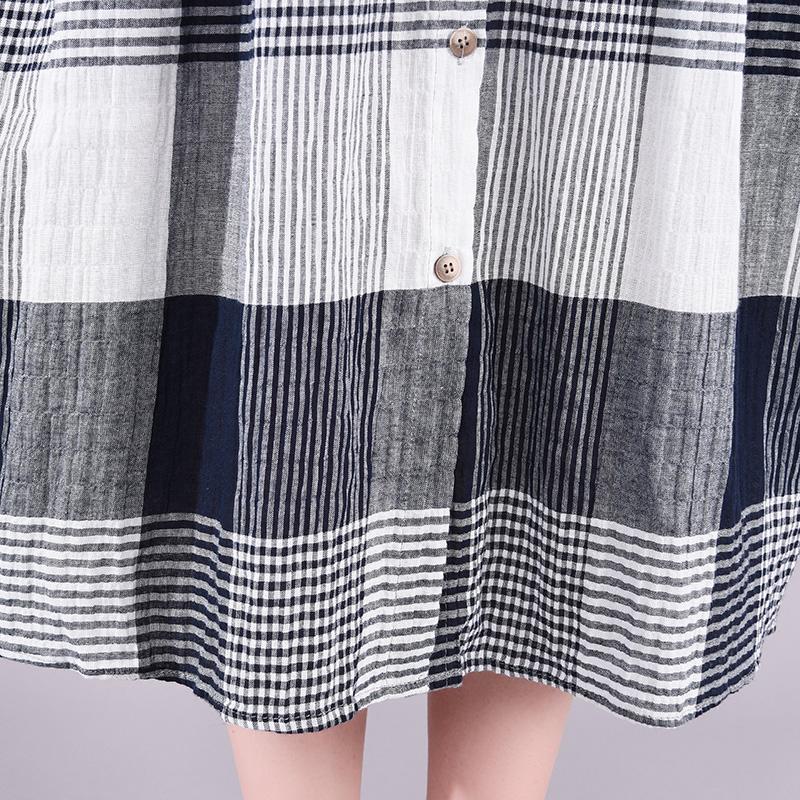 Plaid Casual Half Sleeve Polo Collar Dress