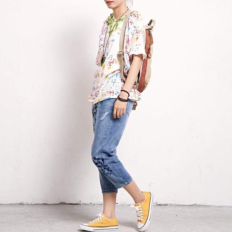 Plaid Print Short Sleeve Casual Hooded Blouse