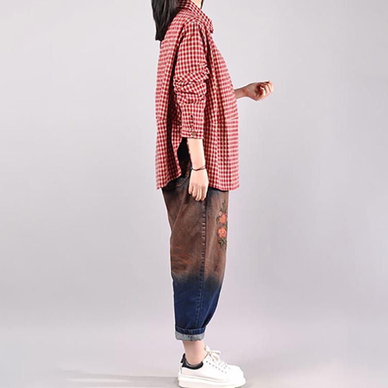 Plaid Straight Polo Collar Plus Size Shirt