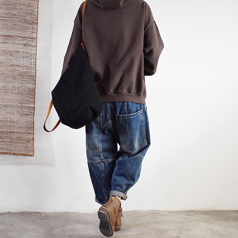 Plant Prints Loose Hooded Sweatshirt