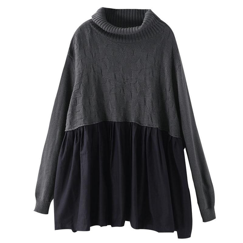 Pleated Spliced Solid Color Pullover Blouse