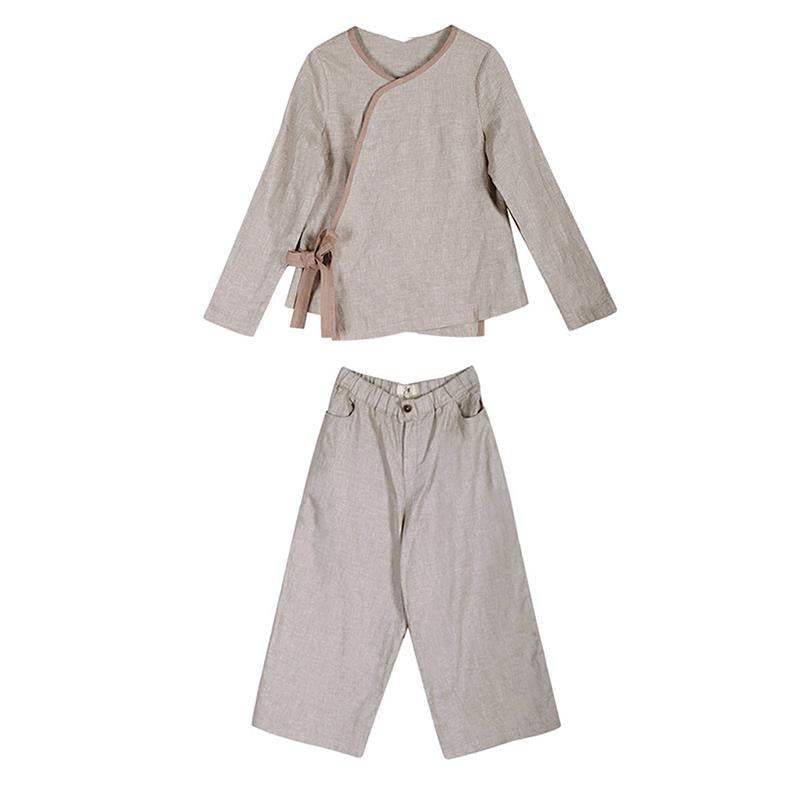 Plus Size Chinese Style Solid Color Two Piece Suit