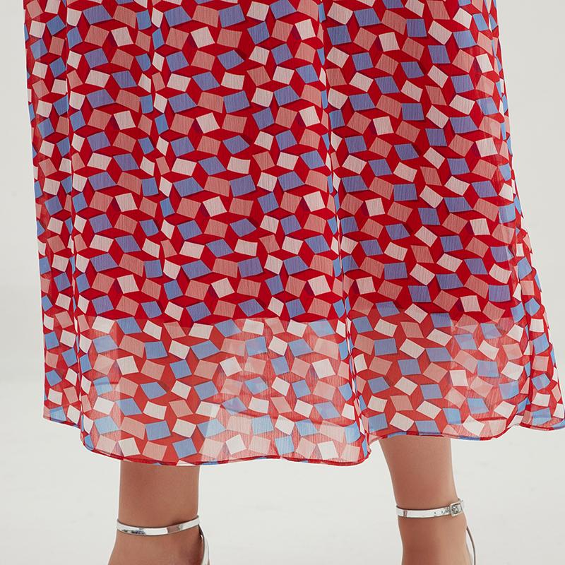 Plus Size Geometric Printed Adjustable Halter Maxi Dress