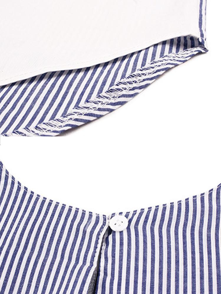 Plus Size Knitting Contrast Color Splicing Shirt