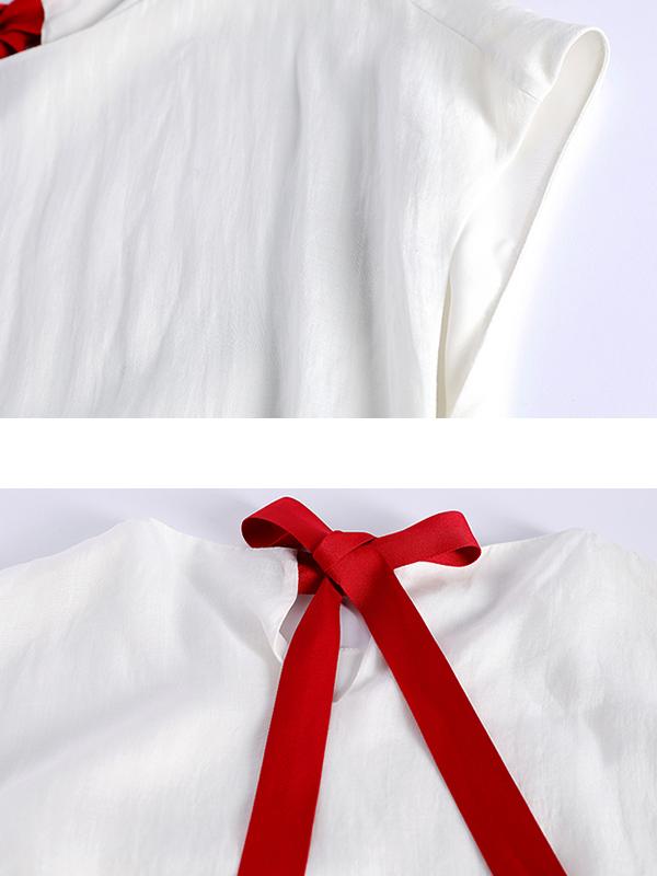 Plus Size Lacing Spliced Pure Color Gauzy Casual Dress