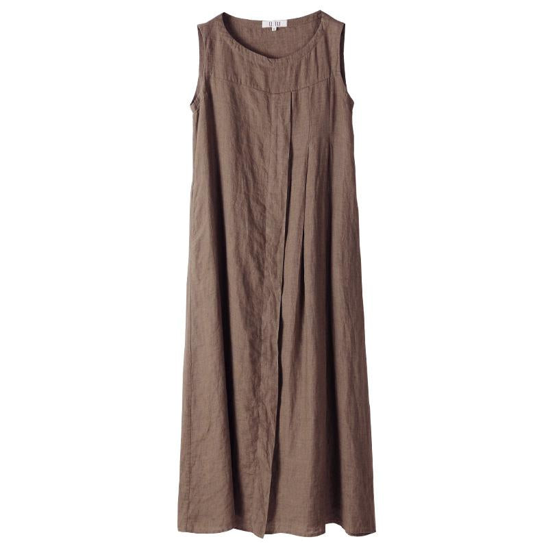 Plus Size Retro Simple Linen Sleeveless Dress