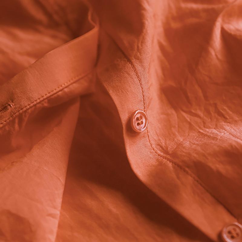 Plus Size Solid Stand Collar Women Blouse