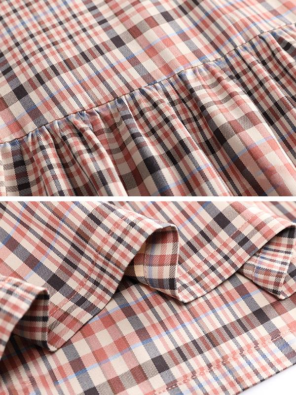 Plus Size Splicing Plaid Pullover Loose Midi Dress