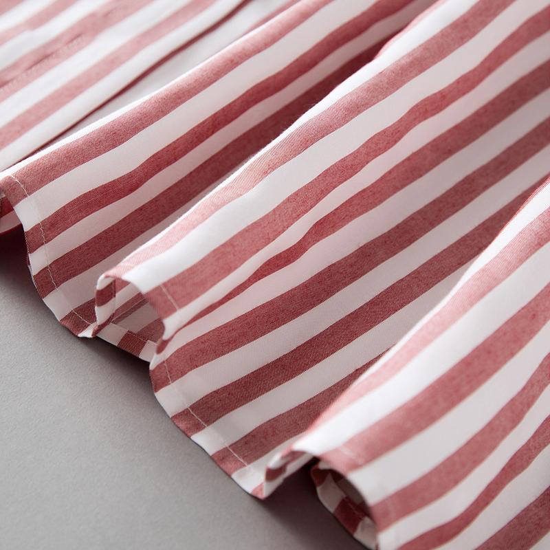 Plus Size Stripe Tencel Short Sleeve Shirt Dress