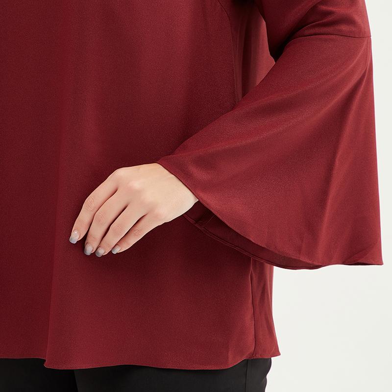 Plus Size Women 3/4 Bell Sleeve Cut-out Choker Top