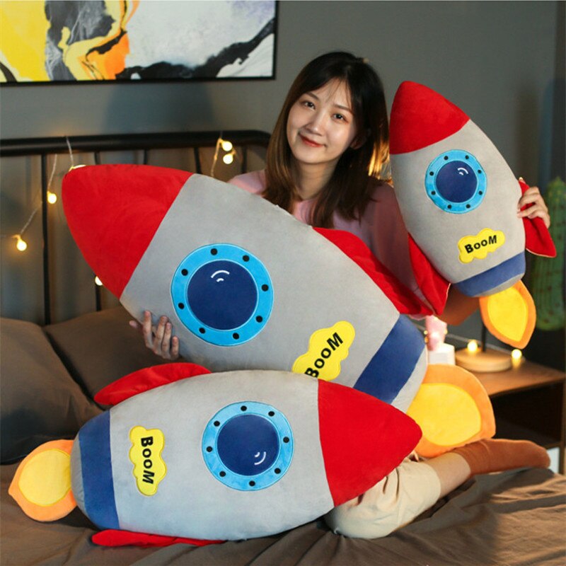 Plush Toy Rocket Pillow Children Boys Dolls Sleeping Clip-On Beds Sleeping Boys and Girls Gifts Home Decoration