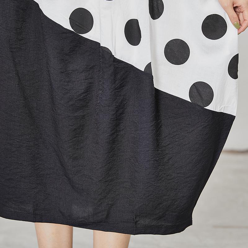 Polka Dot Irregular Spliced Loose Midi Dress