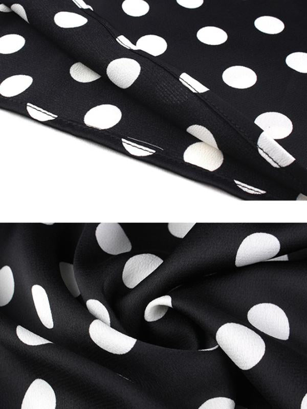 Polka Dot Lacing Spliced Casual A-Line Dress