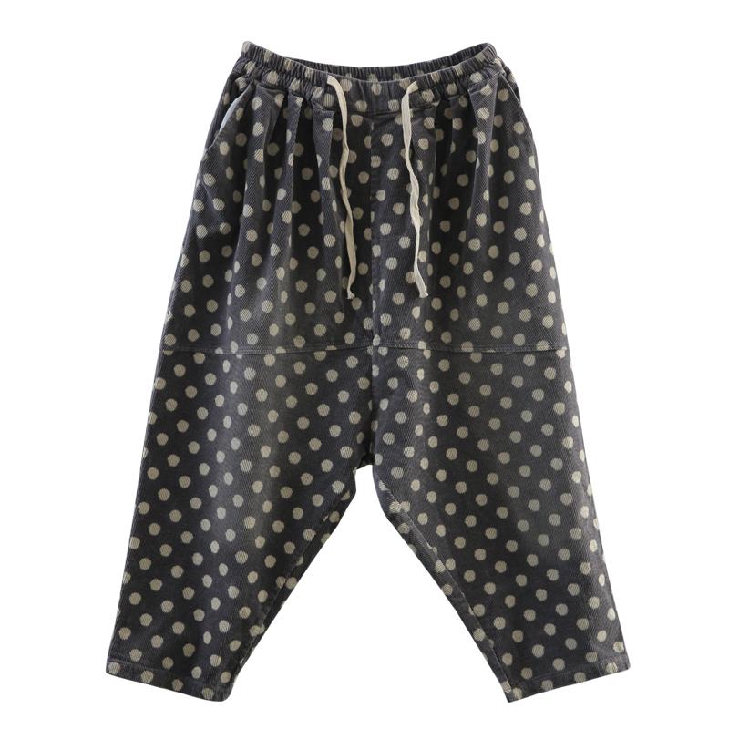 Polka Dots Casual Corduroy Loose Harem Pants
