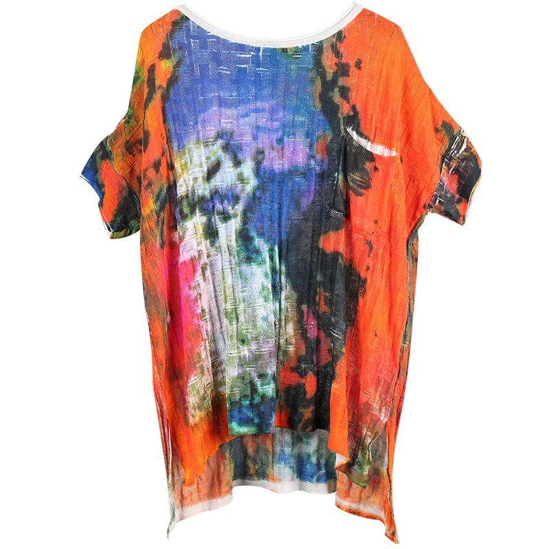 Printed High Low Hem Knitting T-Shirt