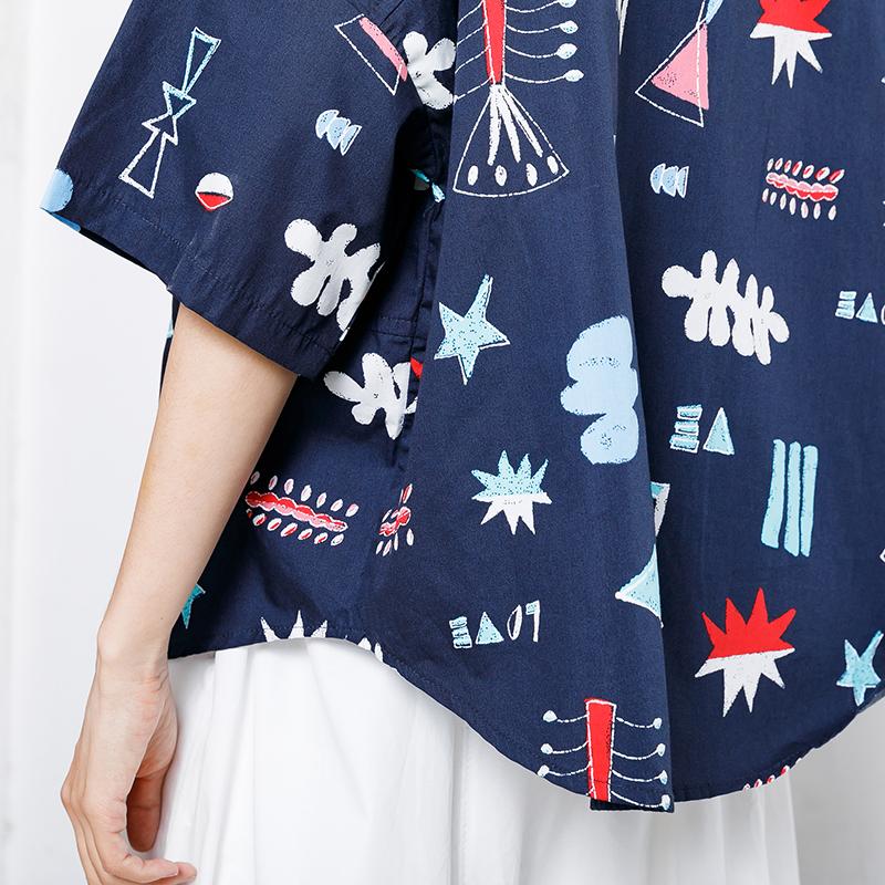 Printed Single Breasted Casual Loose T-Shirt