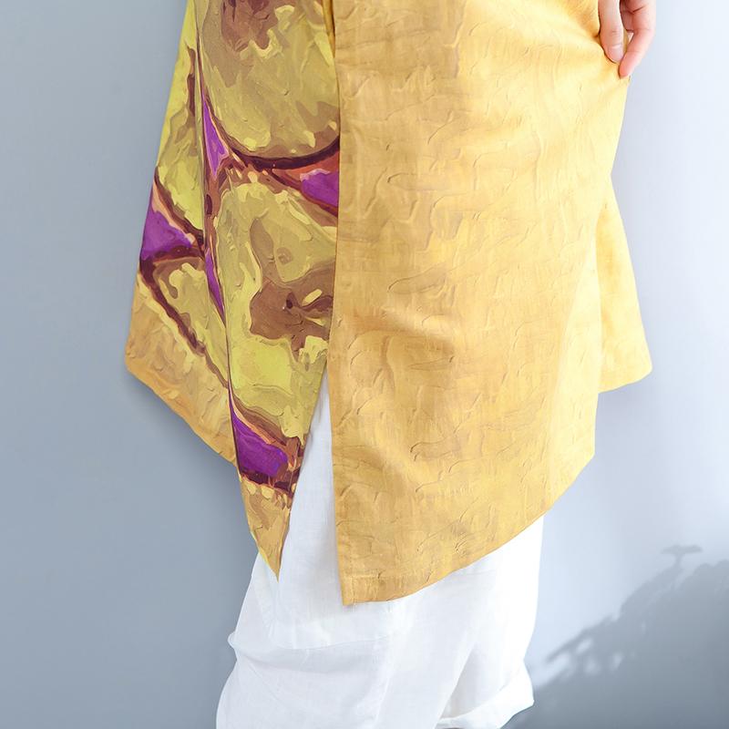 Printed Split Short Sleeve Soft Comfortable Shirt