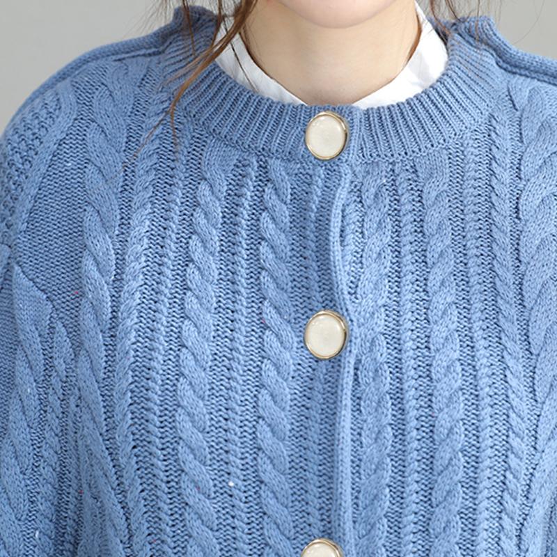 Buykud Pure Color Single Breasted Loose Sweater