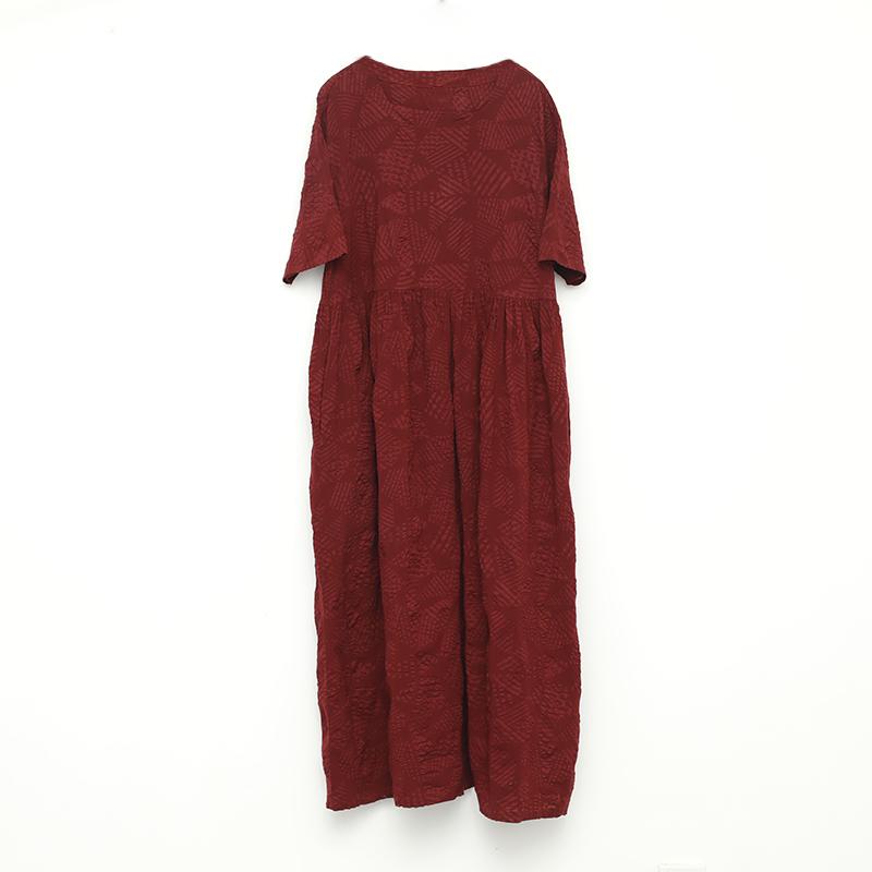 Pure Color Wrinkled Texture Pleated Dress