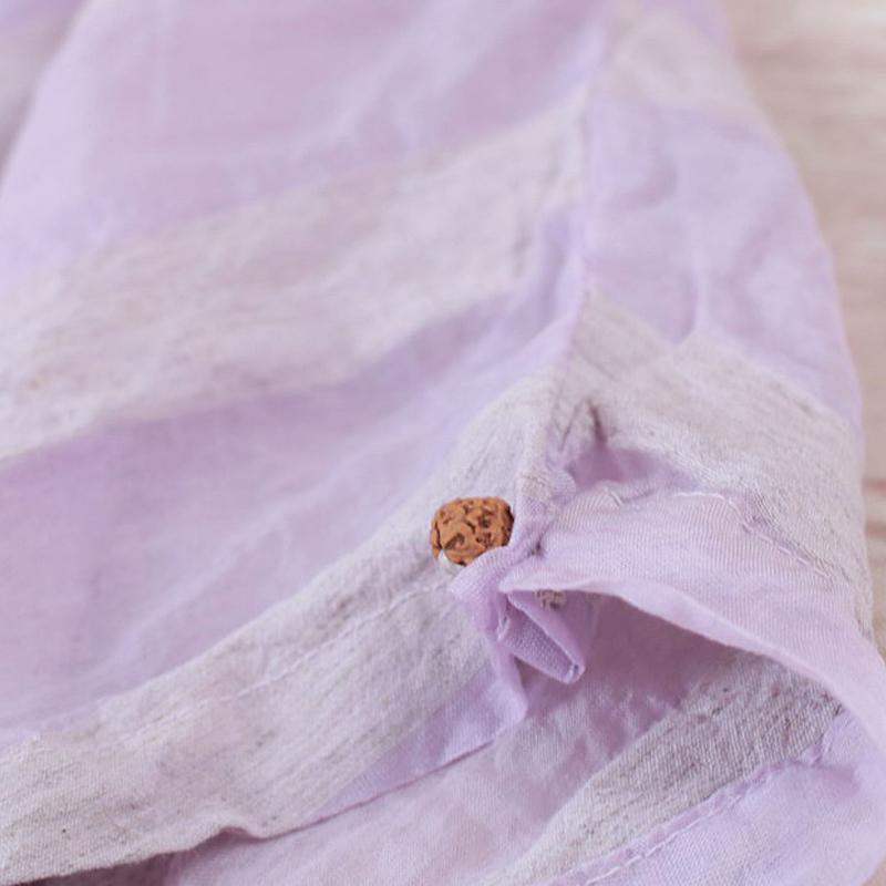 Purple Loose Linen Stripe Women Cloak