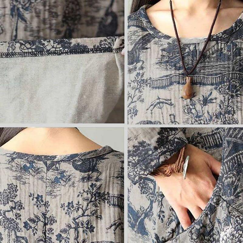 Printing Cotton Dress Robe