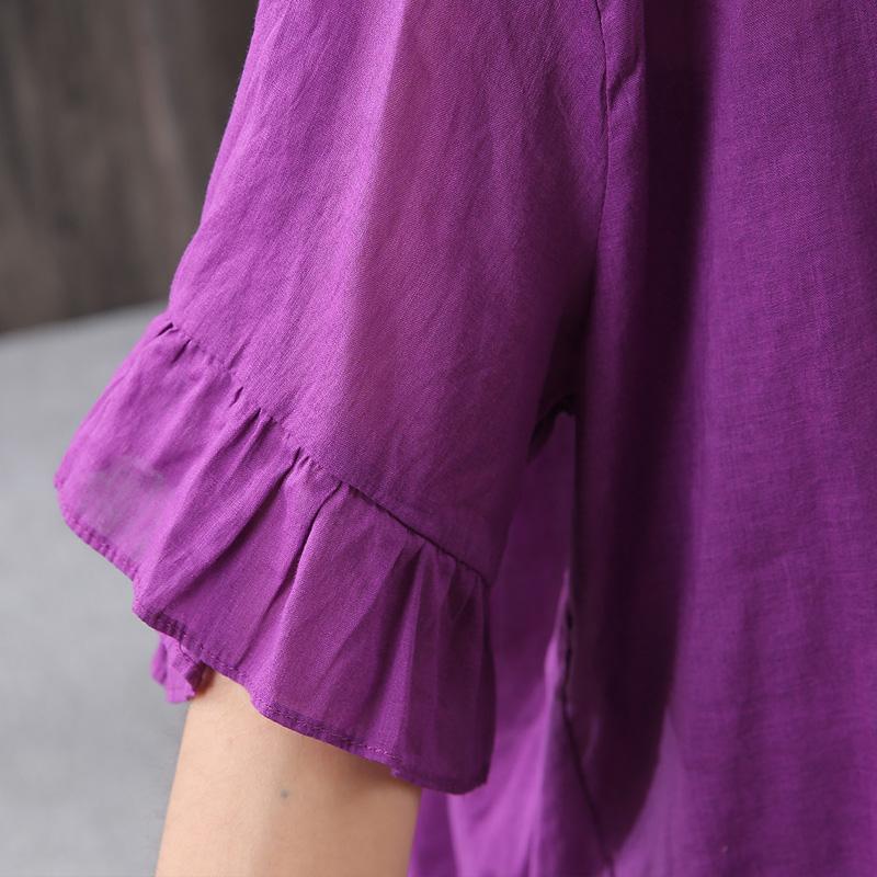 Retro Casual Cotton Butterfly Sleeve Blouse