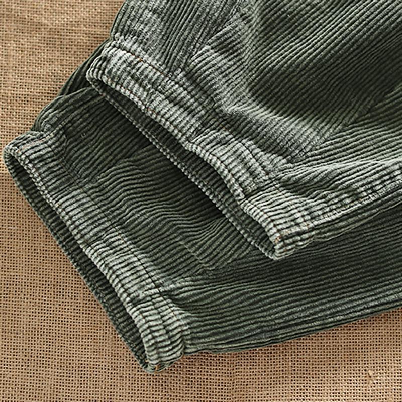 Retro Corduroy Elastic Waist Harem Pants