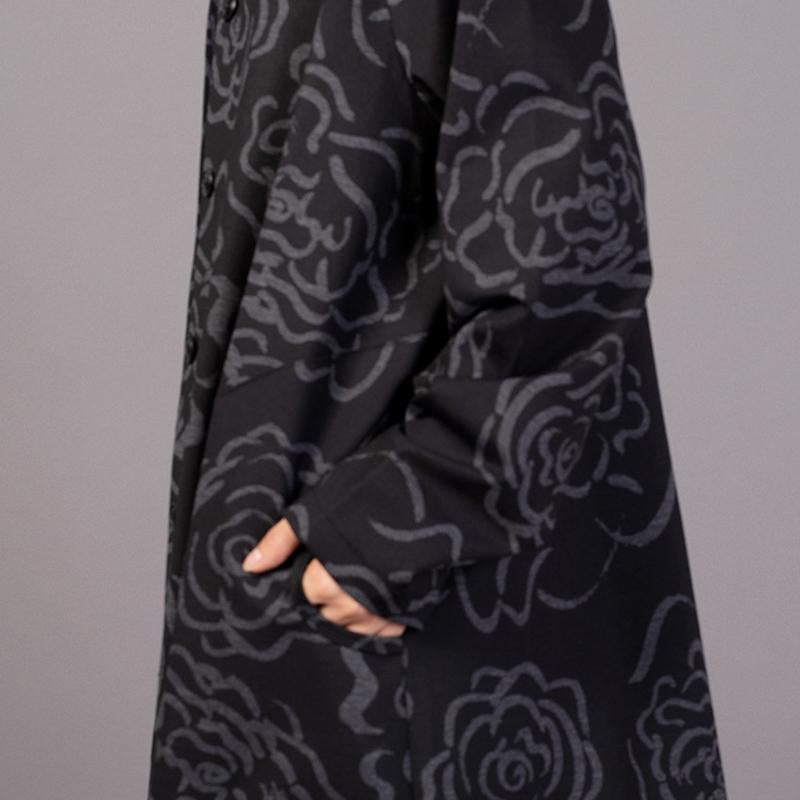 Retro Flower Stretch Cotton Drape Coat