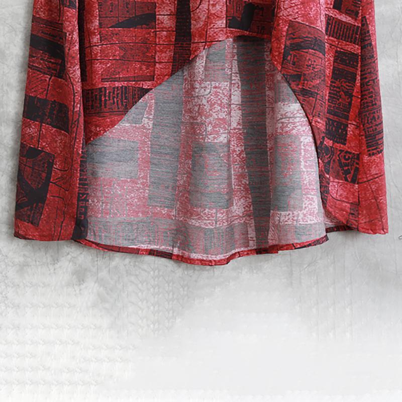 Retro Linen Loose Irregular Hem Top And Wide Leg Pants