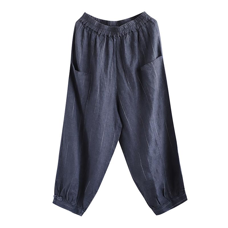 Retro Stripe Loose Linen Harem Pants