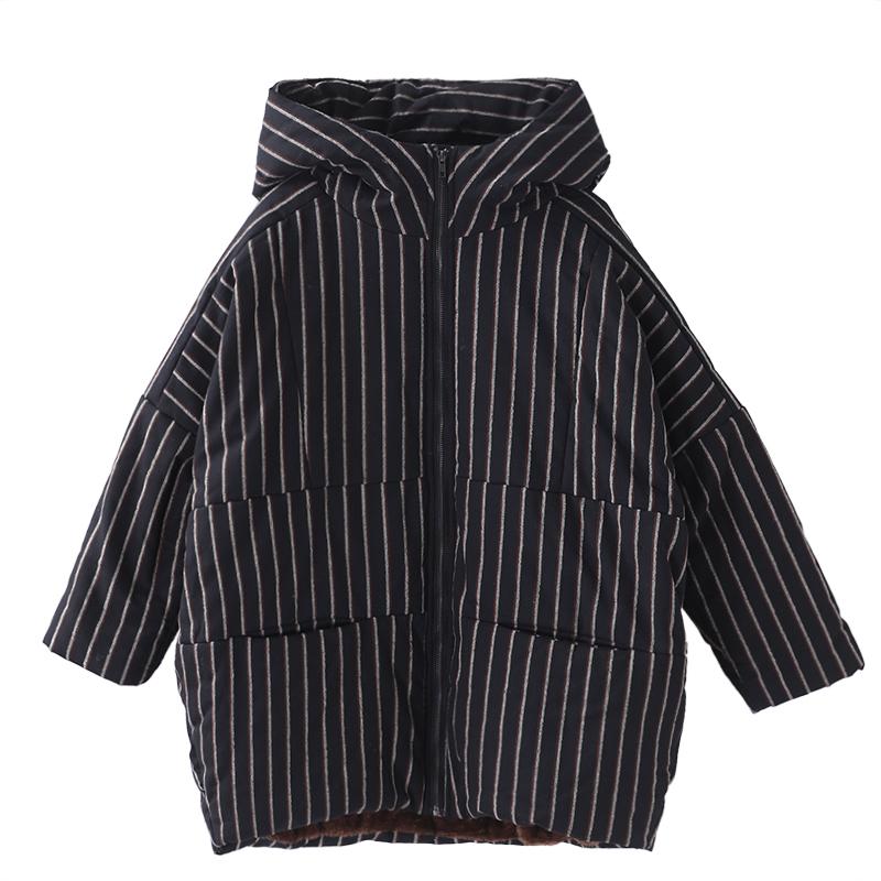 Retro Stripe Warm Thick Hooded Coat